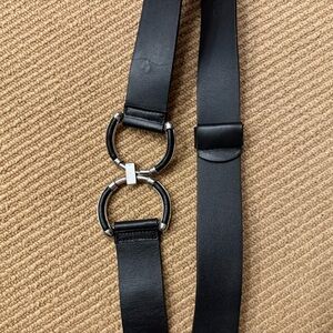 Chico's Black Belt with Silver Rings